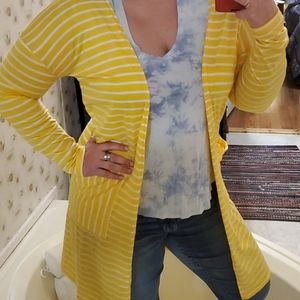 Long Yellow and white striped cardigan!